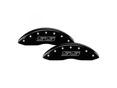 MGP Brake Caliper Covers with Avalanche Style SS Logo; Black; Front and Rear (04-06 Silverado 3500 HD SRW)