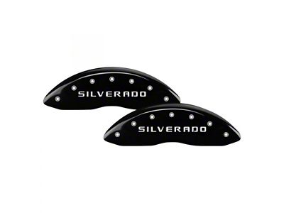 MGP Brake Caliper Covers with Silverado Logo; Black; Front and Rear (04-06 Silverado 3500 HD SRW)