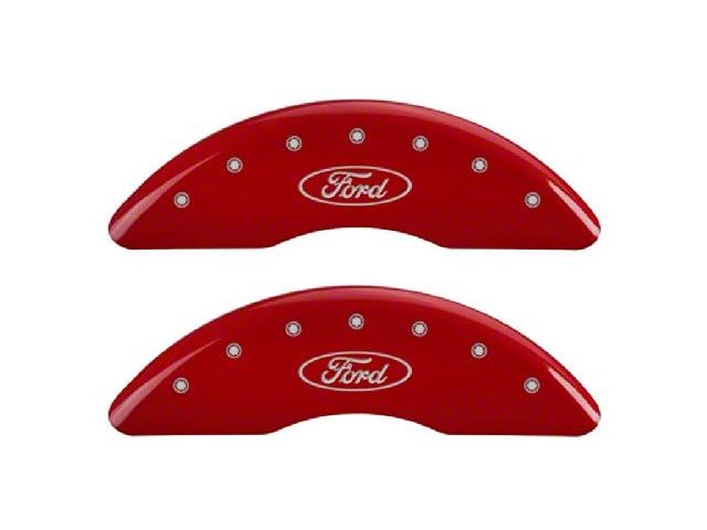 MGP Brake Caliper Covers with Ford Oval Logo; Red; Front and Rear (13-22 F-250 Super Duty)