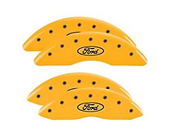 MGP Brake Caliper Covers with Ford Oval Logo; Yellow; Front and Rear (13-22 F-250 Super Duty)