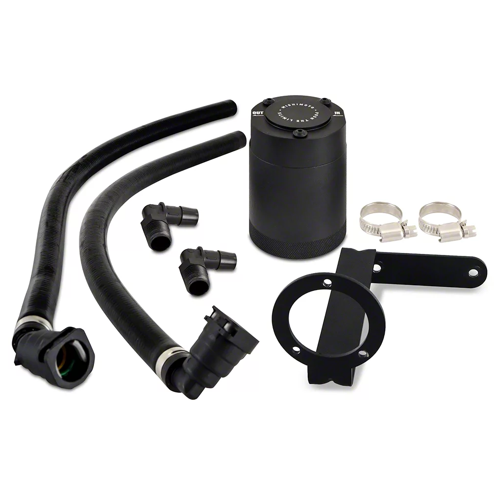 Mishimoto F-150 Direct-Fit Oil Catch Can Kit; Passenger Side; Black  MMBCC-FRD-11P (11-24 2.7L/3.5L EcoBoost, 5.0L F-150) - Free Shipping