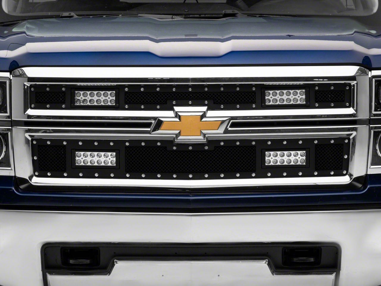 Redrock Silverado 1500 Modern Billet Mesh Upper Grille Insert With Led 