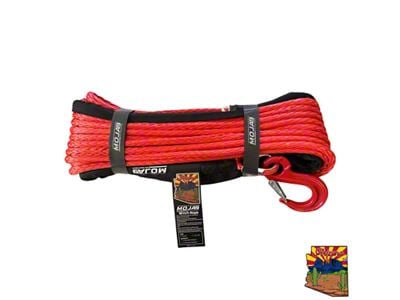 Mojab Offroad 1/2-Inch x 78-Foot Synthetic Winch Rope with Forged Winch Hook; Red