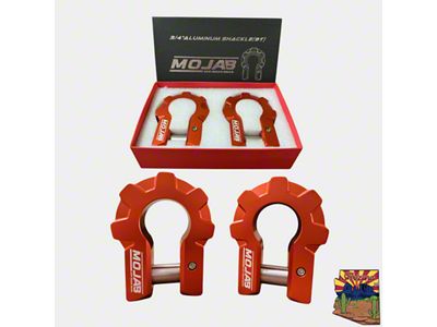 Mojab Offroad 3/4-Inch Extreme Duty Aluminum Shackle Set; Orange