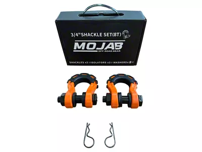 Mojab Offroad 3/4-Inch Forged Steel D-Shackle Set; Orange