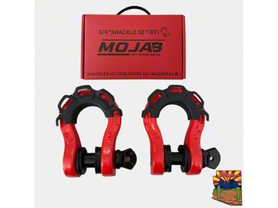 Mojab Offroad 3/4-Inch Heavy Duty Steel Shackle Set; Red