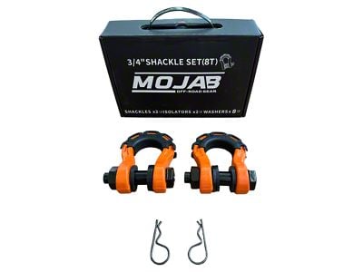 Mojab Offroad 3/4-Inch Forged Steel D-Shackle Set; Orange