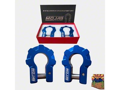 Mojab Offroad 3/4-Inch Extreme Duty Aluminum Shackle Set; Blue