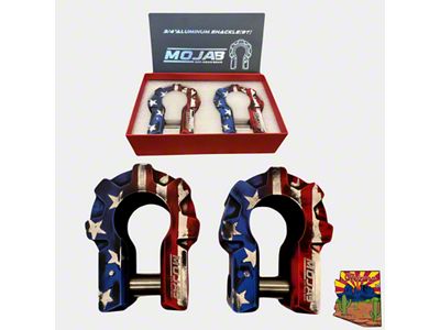 Mojab Offroad 3/4-Inch Extreme Duty Aluminum Shackle Set; American Flag