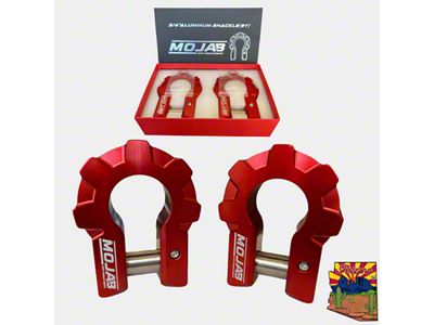 Mojab Offroad 3/4-Inch Extreme Duty Aluminum Shackle Set; Red