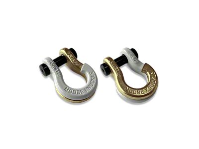 Moose Knuckle Offroad Jowl Split Recovery Shackle 5/8 Combo; Pure White and Brass Knuckle