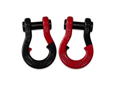 Moose Knuckle Offroad Jowl Split Recovery Shackle Combo; Black Hole and Flame Red