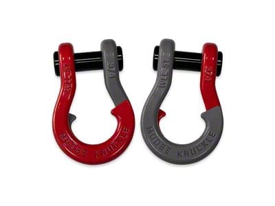 Moose Knuckle Offroad Jowl Split Recovery Shackle 3/4 Combo; Flame Red and Gun Gray