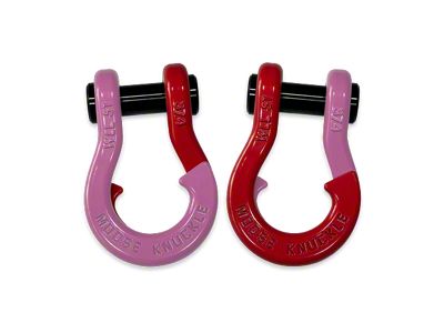 Moose Knuckle Offroad Jowl Split Recovery Shackle 3/4 Combo; Pretty Pink and Flame Red