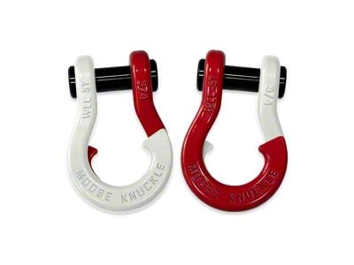 Moose Knuckle Offroad Jowl Split Recovery Shackle 3/4 Combo; Pure White and Flame Red