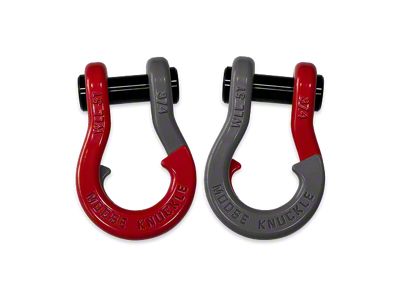 Moose Knuckle Offroad Jowl Split Recovery Shackle 3/4 Combo; Flame Red and Gun Gray