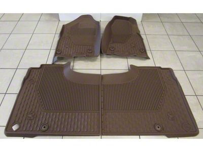 Mopar Slush All-Weather Front and Rear Floor Mats with RAM Head Logo; Brown (19-24 RAM 1500 Crew Cab)