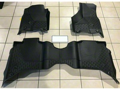 Mopar All-Weather Front and Rear Floor Mats with RAM Head Logo; Black (19-24 RAM 2500 Crew Cab w/ Bench Seat & w/o PTO)