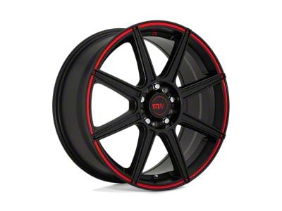 Motegi CS8 Satin Black with Red Stripe 5-Lug Wheel; 18x8; 35mm Offset (87-90 Dakota)