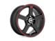 Motegi FS5 Matte Black with Red Racing Stripe 5-Lug Wheel; 18x8; 35mm Offset (87-90 Dakota)