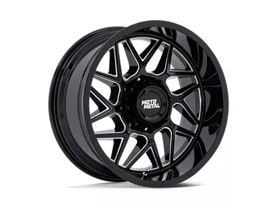 Moto Metal Turbine Gloss Black Milled 8-Lug Wheel; 20x9; 20mm Offset (01-06 Sierra 2500 HD)