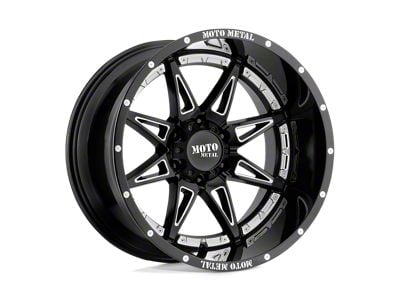 Moto Metal Hydra Gloss Black Milled 8-Lug Wheel; 17x9; -12mm Offset (01-06 Sierra 3500 HD SRW)