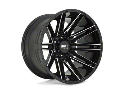 Moto Metal Kraken Gloss Black Milled 8-Lug Wheel; 20x9; 0mm Offset (01-06 Sierra 3500 HD SRW)