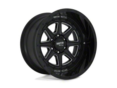 Moto Metal MO801 Phantom Gloss Black Milled 8-Lug Wheel; 22x12; -44mm Offset (01-06 Sierra 3500 HD SRW)