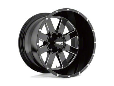 Moto Metal MO962 Gloss Black Milled 8-Lug Wheel; 20x12; -44mm Offset (01-06 Sierra 3500 HD SRW)