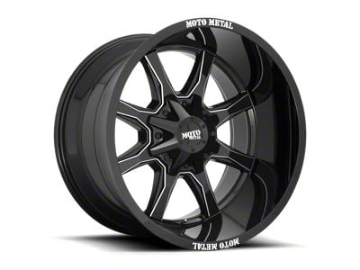 Moto Metal MO970 Gloss Black Milled 8-Lug Wheel; 17x9; -12mm Offset (01-06 Sierra 3500 HD SRW)