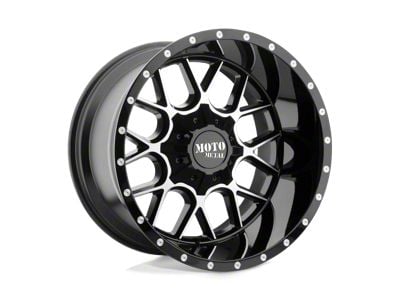 Moto Metal MO986 Siege Gloss Black Machined 8-Lug Wheel; 20x12; -44mm Offset (01-06 Sierra 3500 HD SRW)