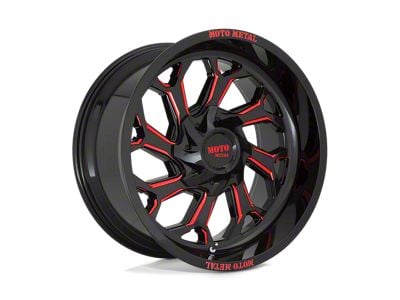 Moto Metal MO999 Gloss Black Milled with Red Tint 8-Lug Wheel; 20x10; -18mm Offset (01-06 Sierra 3500 HD SRW)