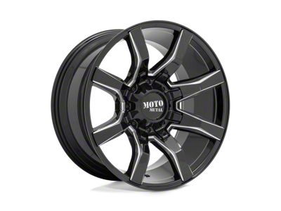 Moto Metal Spider Gloss Black Milled 8-Lug Wheel; 20x10; 12mm Offset (01-06 Silverado 2500 HD)