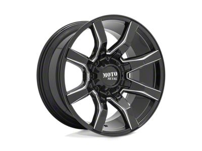 Moto Metal Spider Gloss Black Milled 5-Lug Wheel; 20x9; 0mm Offset (02-08 RAM 1500, Excluding Mega Cab)