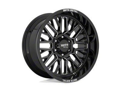 Moto Metal Warlock Gloss Black Milled 8-Lug Wheel; 20x9; 0mm Offset (06-08 RAM 1500 Mega Cab)