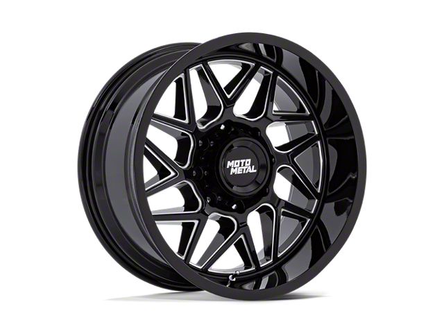 Moto Metal Turbine Gloss Black Milled 8-Lug Wheel; 20x10; -18mm Offset (03-09 RAM 3500 SRW)