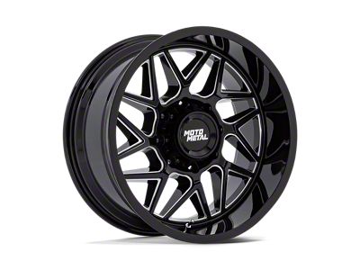 Moto Metal Turbine Gloss Black Milled 8-Lug Wheel; 20x9; 1mm Offset (03-09 RAM 3500 SRW)