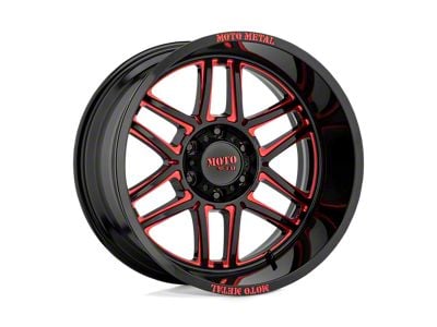 Moto Metal Folsom Gloss Black Milled with Red Tint 6-Lug Wheel; 20x10; -18mm Offset (04-08 F-150)