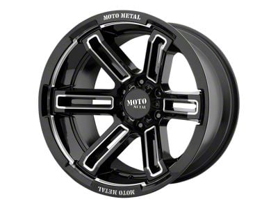 Moto Metal Rukus Gloss Black Milled 8-Lug Wheel; 20x9; 0mm Offset (07-10 Sierra 3500 HD SRW)