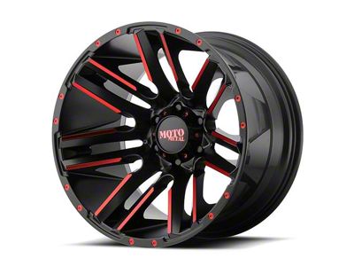 Moto Metal Razor Satin Black Machined Red Tint 6-Lug Wheel; 20x10; -24mm Offset (07-13 Silverado 1500)