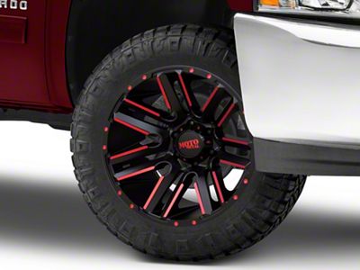 Moto Metal Razor Satin Black Machined Red Tint 6-Lug Wheel; 20x10; -24mm Offset (07-13 Silverado 1500)