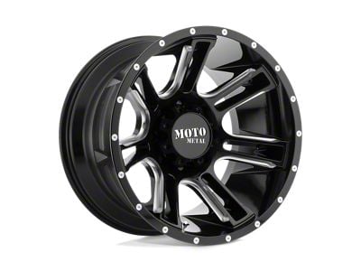 Moto Metal Amp Gloss Black Milled 8-Lug Wheel; 20x9; 0mm Offset (07-10 Silverado 2500 HD)