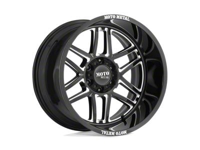 Moto Metal Folsom Gloss Black Milled 8-Lug Wheel; 20x9; 18mm Offset (11-14 Silverado 3500 HD SRW)