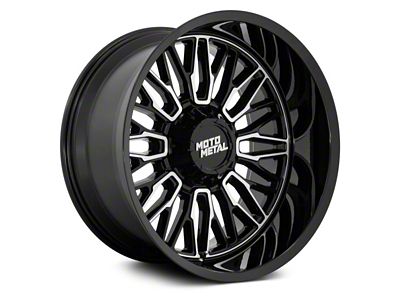 Moto Metal Stinger Gloss Black Machined 8-Lug Wheel; 20x9; 18mm Offset (11-14 Silverado 3500 HD SRW)