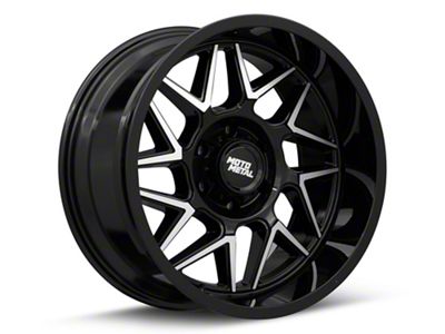 Moto Metal Turbine Gloss Black with Machined Face 6-Lug Wheel; 20x9; 1mm Offset (07-14 Tahoe)