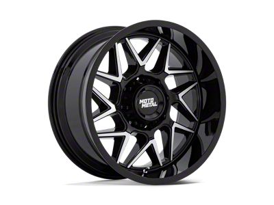 Moto Metal Turbine Gloss Black with Machined Face 8-Lug Wheel; 20x10; -18mm Offset (08-10 F-250 Super Duty)