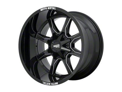 Moto Metal MO970 Gloss Black with Milled Spoke and Moto Metal On Lip 5-Lug Wheel; 17x8; 0mm Offset (09-18 RAM 1500)