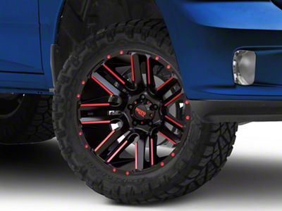 Moto Metal Razor Satin Black Machined with Red Tint 5-Lug Wheel; 20x10; -24mm Offset (09-18 RAM 1500)