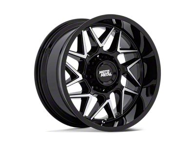 Moto Metal Turbine Gloss Black with Machined Face 5-Lug Wheel; 20x9; 1mm Offset (09-18 RAM 1500)