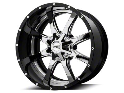 Moto Metal MO201 Chrome Center with Gloss Black Milled Lip 8-Lug Wheel; 20x10; -18mm Offset (10-18 RAM 3500 SRW)